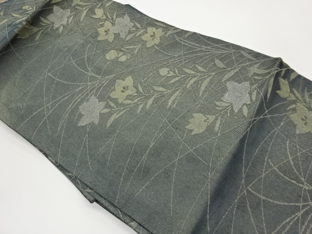 紗 金通し桔梗模様織出し名古屋帯